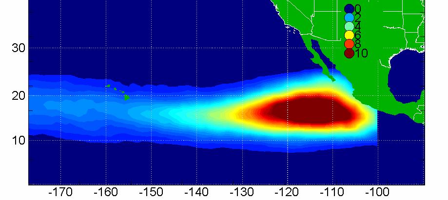 Hurricane Frequencies Based on 1000 Years of Simulations for the East and Central Pacific Region (But based upon a