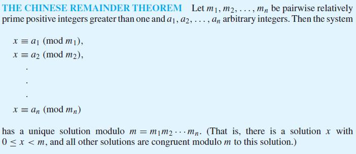 EECS 203 Spring 2016 Lecture 10 Page 8 of 8 Chinese Remainder Theorem (4.4) These looks complex, but really it isn t.