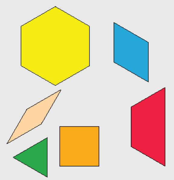 This handson pattern block activity replicates how the ancient Egyptians computed areas 3) Form two congruent shapes, one that is composed of two white rhombuses and one green triangle, and the other