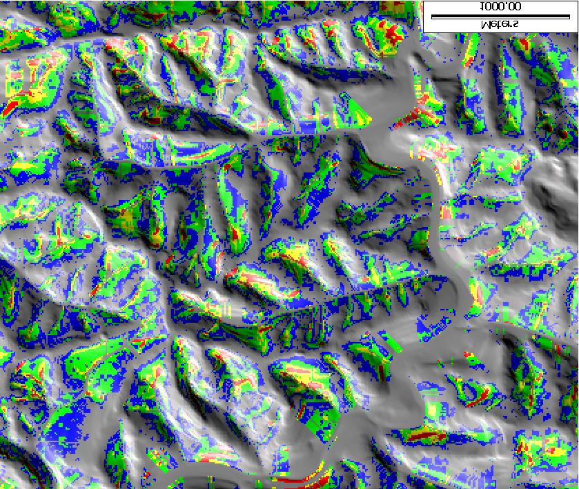Probable Landslide Density (#/km 2 ) based on topography and stand-type