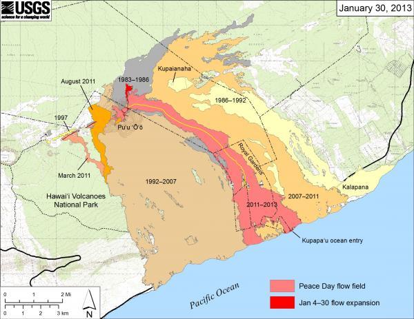 Map of lava flows