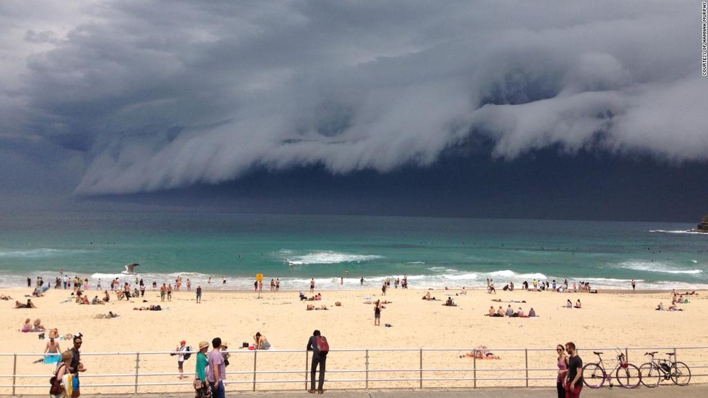 Shelf Cloud along a beach in Sydney, Australia Not the