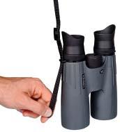 Push a few inches of the strap through the neckstrap attachment point on the binocular.