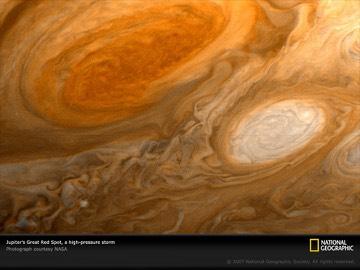 The great red spot on Jupiter is a storm larger than Earth
