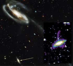 Galactic Cannibalism Slow encounter between a large and small galaxy Smaller galaxy gets torn apart by tides from larger galaxy Gas and stars