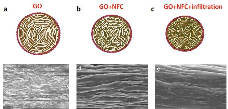 Multi-Functional Fibers From Nanocellulose by Wet-Spinning Use nanocellulose fiber and (reduced) graphene oxide or CNT toward