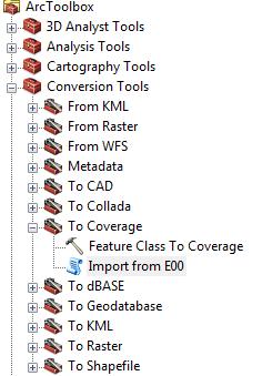 4. Convert an e00 file into a coverage It may so happen that the data you require for a project is available only in the.e00 format. An.