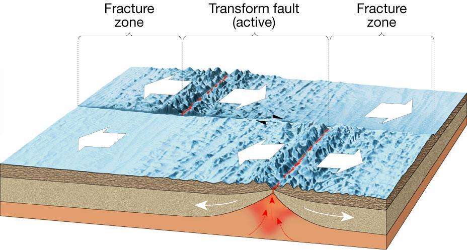Transform fault boundary At a transform fault boundary, plates grind past each other without destroying the lithosphere.