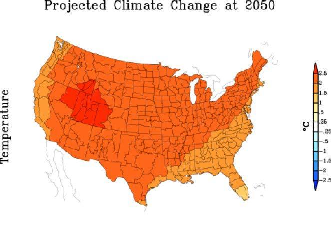 Climate models simulate continued warming for the western U.S.