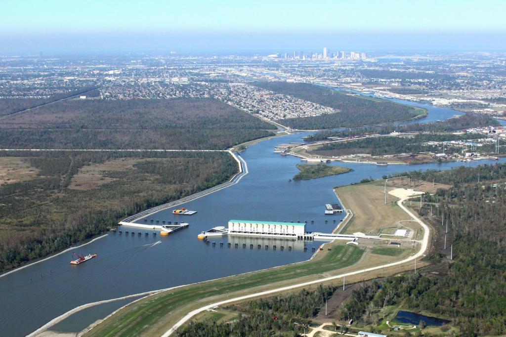 West Closure Complex Largest drainage pump station in the world 19,140 cfs Largest sector gates in US 225 ft clear width