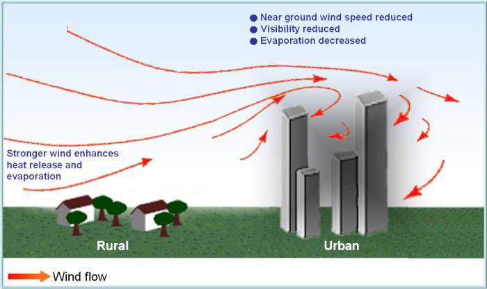 warm surfaces of buildings. Furthermore, reduced surface geometry might provide a sheltering affect that limits convective heat losses.