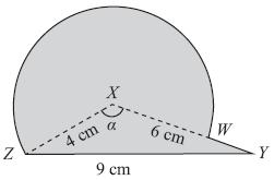 14. Figure 2 The triangle XYZ in Figure 1 has XY = 6 cm, YZ = 9 cm, ZX = 4 cm and angle ZXY =. The point W lies on the line XY.