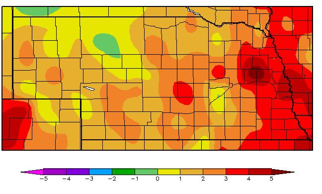The vast majority of locations that received multiple days of 90 F or greater were located south of Interstate 80 and east of Kearney.