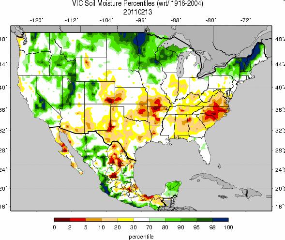 Figure 9 shows the VIC soil moisture model, which from last week has degraded conditions in the Arkansas basin and SE corner of Colorado, but improved them in the mountains of