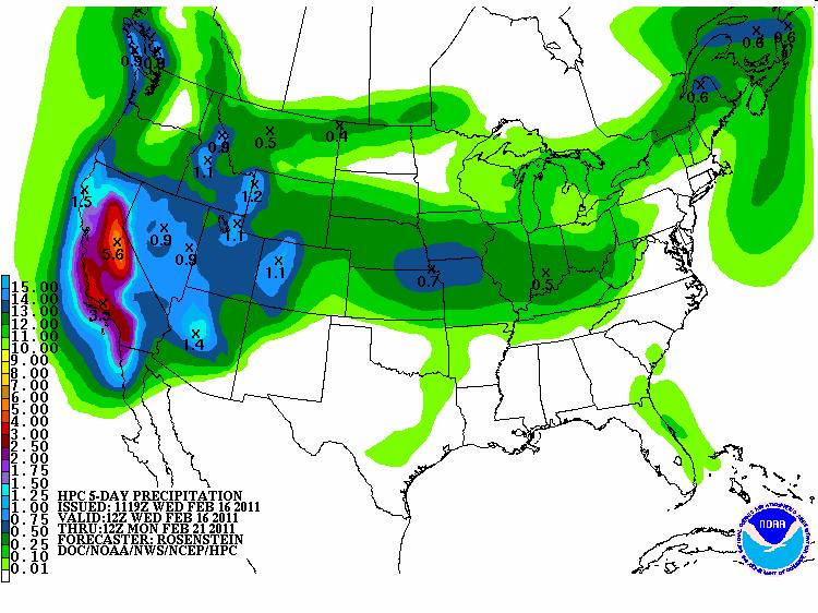 Precipitation Forecast Two storm systems will drop into the area over the next 5 days bringing moisture mainly to higher elevations of Utah and Colorado.