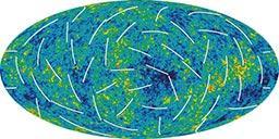 MAP has produced a new, more detailed picture of the infant universe. Colors indicate "warmer" (red) and "cooler" (blue) spots.