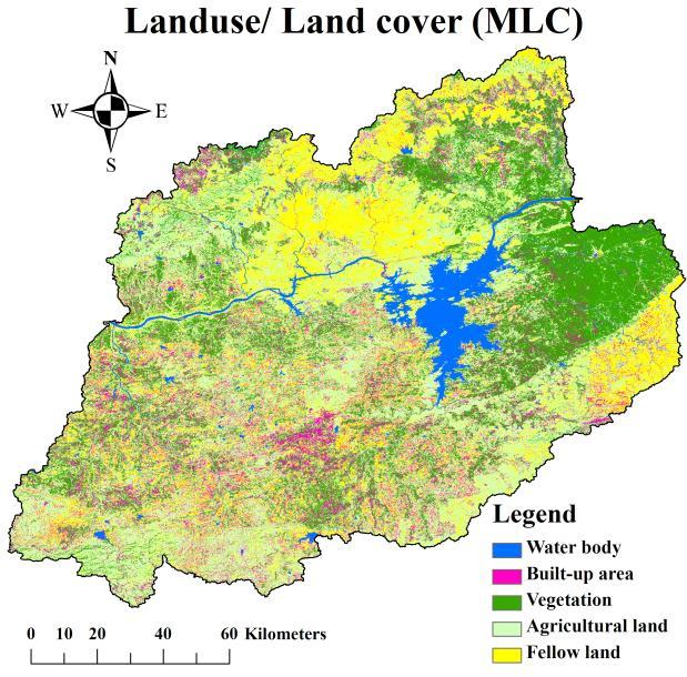 Table 4: Distribution of Area of Different Landuse MLC Fuzzy C-Mean Classes 011 (Area in m²) 011 (%) 011 (Area in m²) 011 (%) Water 883.94 4.30 930.4 4.53 Built up 1471.68 7.16 154.3 10.