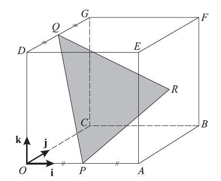 11. The position vectors of points A and B are and respectively, relative to an origin O. (i) Calculate angle AOB. [3] (ii) The point C is such that = 3. Find the unit vector in the direction of.