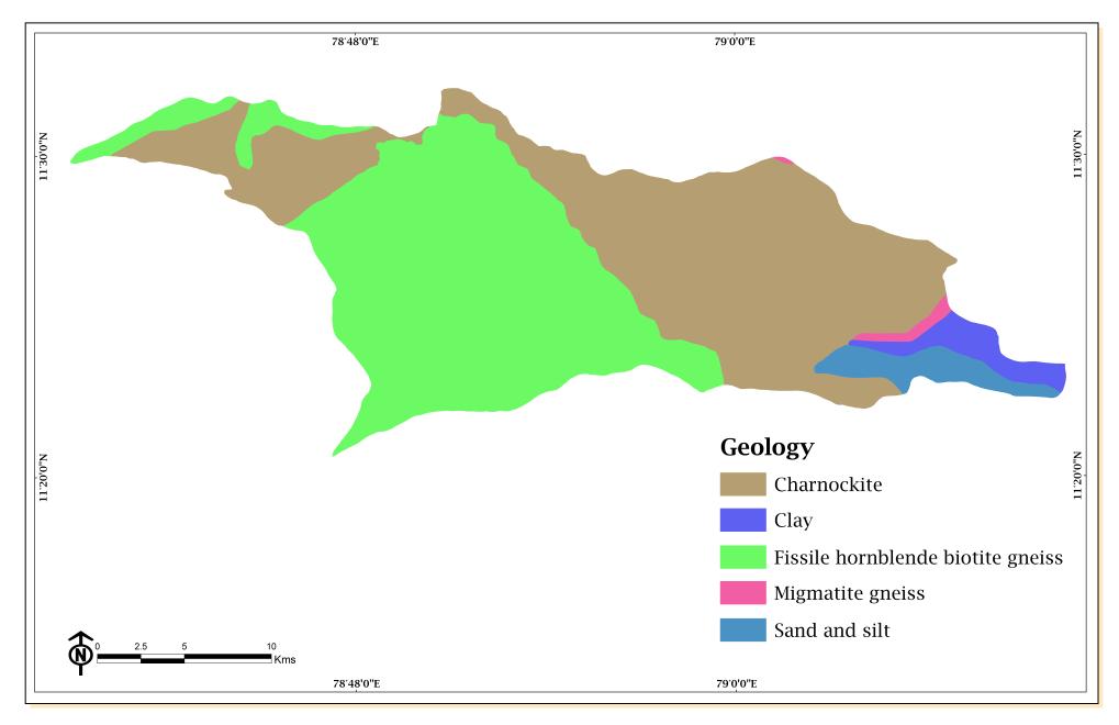 Figure 3: Geological map of the study area Slope Slope analysis is an important parameter in geomorphic studies. The slope in Kallar watershed varies from 0 to 6.8 (Figure 4).