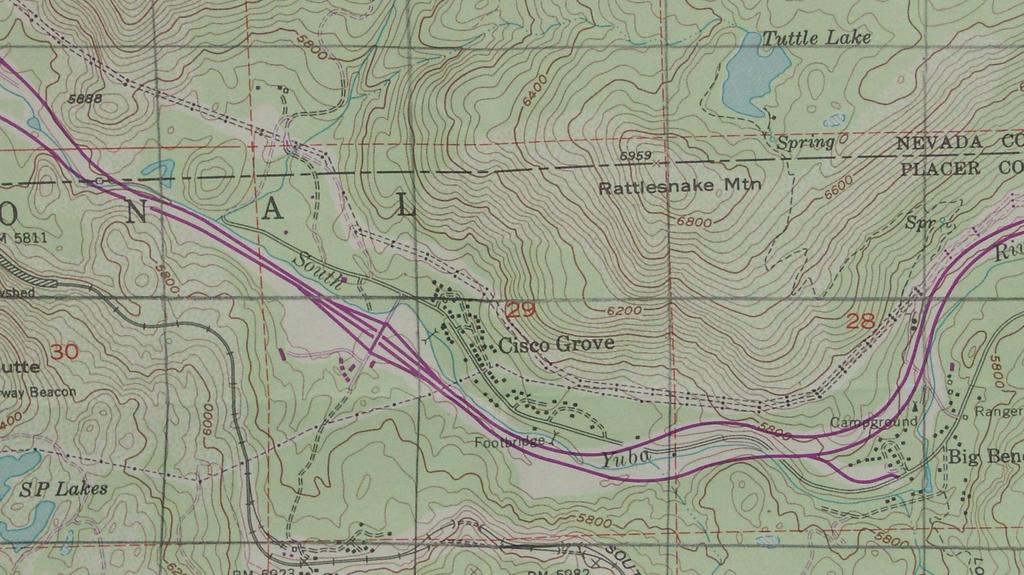 Topographic Map Features Red - Major roads & survey data Blue - Water features Green Forest & vegetation Brown Contour lines Purple