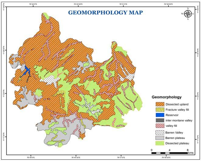 2.2 Geomorphology Fig 2: Geomorphology of the study area The Nilgiris hills, rising aloft from the uplands of Coimbatore is a plateau sloping steeply into the Mysore plateau towards north and merging