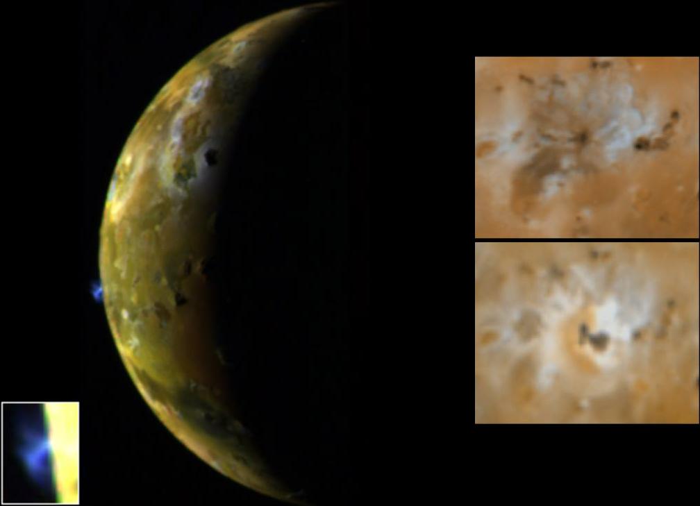 Io, the vulcanic world Ra Patera 1979 (Voyager) 1996 (Galileo) Io Lack of impact features. Youngest solid state surface in the solar system.