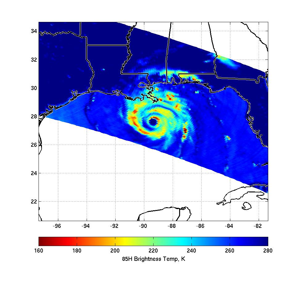 Microwave imagery continues to indicate the development of an outer eyewall in Katrina which almost completely encircles the inner eyewall.