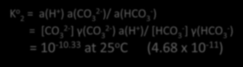 Carbonic acid reaction equilibria K o 2