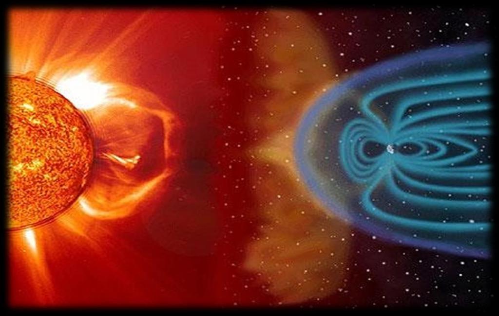 SOLAR WIND Solar wind is the gas and charged particles that flows outward from the corona at high speed of 400km/s Earth s Magnetosphere: The Earth s invisible magnetic field.