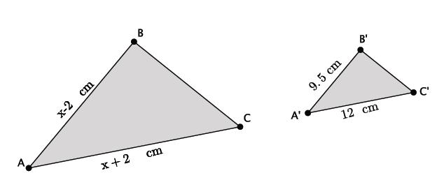 Lesson 8 Example 5 In the diagram below, AAAAAA ~ AA BB CC. Using what we know about similar triangles, we can determine the value of xx.