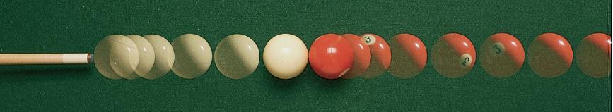 Elastic Collisions in One Dimension Example 9-7: Equal masses. Billiard ball A of mass m moving with speed v A collides head-on with ball B of equal mass.