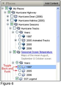 Click on 2005 Animated Tracks in the sidebar to display the timeline in the 3D display.
