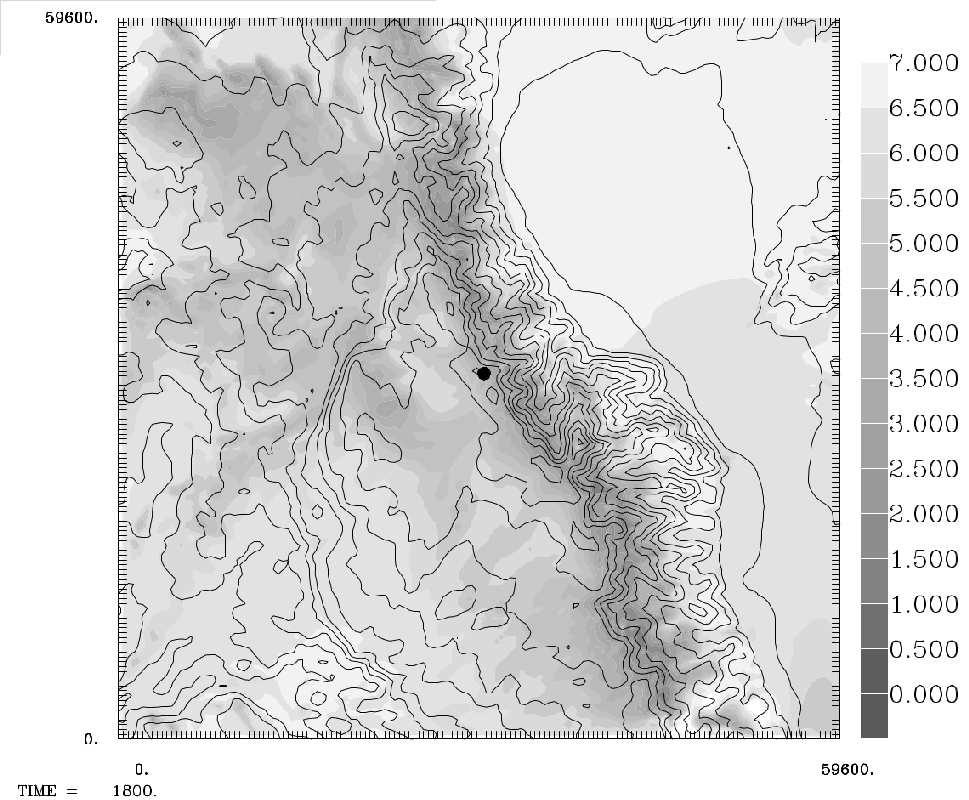 Figure 1. Topographical map of the San Pedro Mártir Sierra. The dot indicates the location of the OAN SPM 2.1m telescope [4]. Figure 2. The OAN SPM 2.