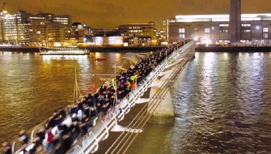 Pedestrians make London s Millennium Bridge wobble 8/2/2007