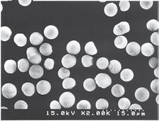 Particles of Inertsil SIL-00A stand out by the smooth surface, uniformity in size and spherical shape.