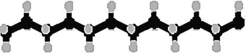 40 MOLECULAR STRUCTURE OF POLYMERS FIGURE 3.4 The geometry of a polyethylene chain. The carbon backbone is shown in black, with C C C bond angle of 109.