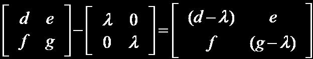 = 0 λ 2 ((d +g ) λ ) + ((d g ) (f e)) = 0. The result is a quadratic equation.