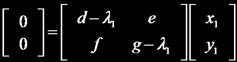 Returning to our example using matrix M, we have the following equation to solve to find the eigenvector associated with λ 1.