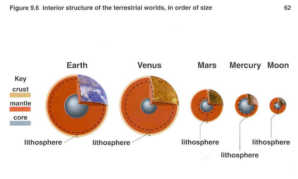 The Interior Structure/Composition of the Terrestrial Planets Core: center of planet composed of dense metals (iron, nickel) Mantle: Layer above the core composed of silicates (i.e., oxides comprised