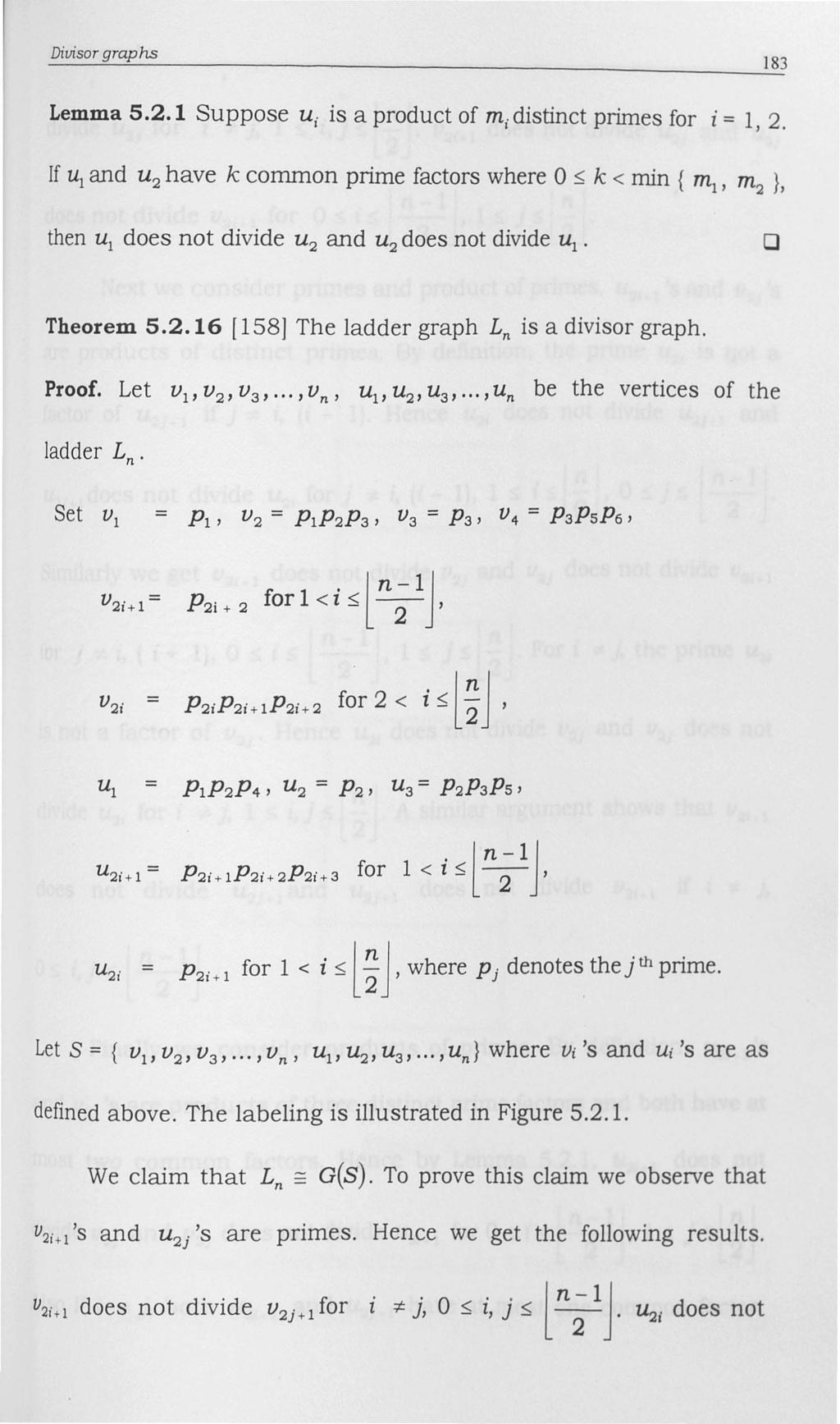 Divisor graphs 183 Lemma 5.2.1 Suppose u i is a product of midistinct primes for i = 1,2.