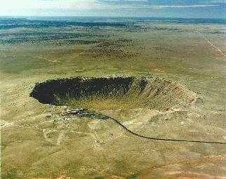 Barringer Crater, Arizona Diameter: 1.2 km. Depth: 170m.