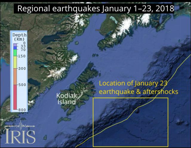 The aftershocks indicate the fault was oriented approximately ENE WSW, confirmed by the USGS below.