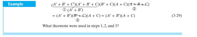 Algebraic Simplification of Switching Expressions Example 7: For a product-of-sums form
