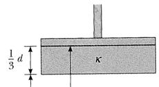 7 Example 3 3) A parallel plate capacitor with a plate separation d has a capacitance 0 in the absence of a dielectric.