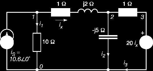 Analogue Electronics (Aero) 7.92 Example Nodal Analysis Calculate the currents i, i 2, and i 3 in the following circuit. Analogue Electronics (Aero) 7.93 V (.+ j0.2) "V 2 0.6 + j2.
