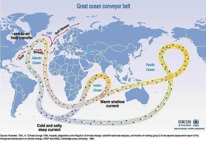 " The Gulf Stream reaches the marginal seas, it releases heat into the atmosphere and
