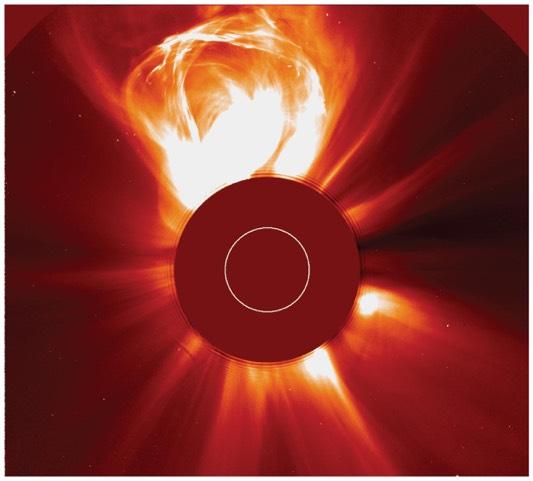 Coronal mass ejections send bursts of energetic charged particles out through the solar
