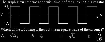 voltage I 0 I 0 T T First we square the values over one period T: We then find the