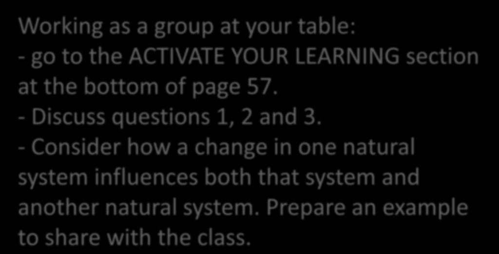Prepare an example to share with the class.