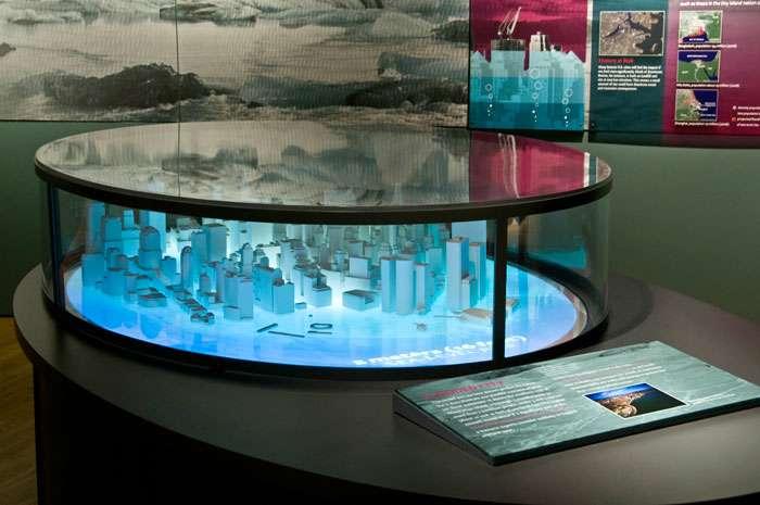 A model of Manhattan in the Climate Change exhibition shows the